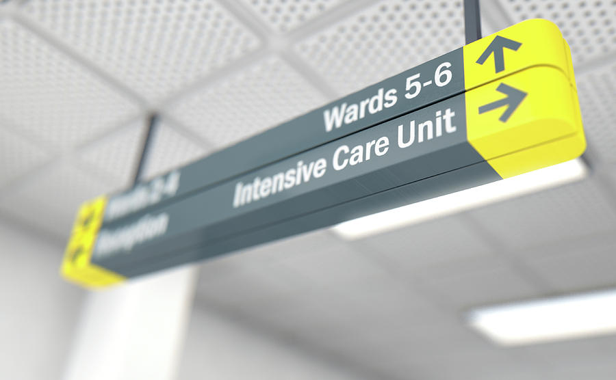 Sign Digital Art - Hospital Directional Sign Intensive Care Unit by Allan Swart