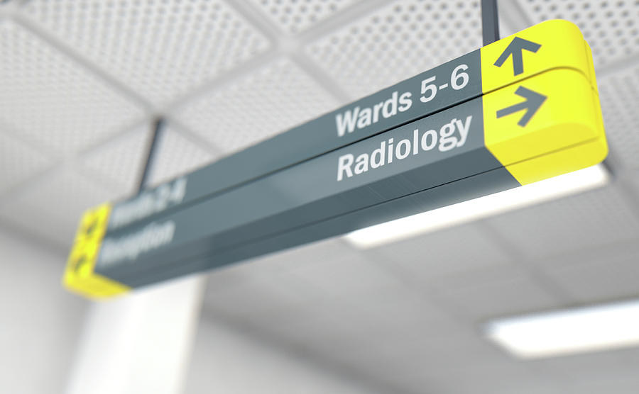 Sign Digital Art - Hospital Directional Sign Radiology by Allan Swart