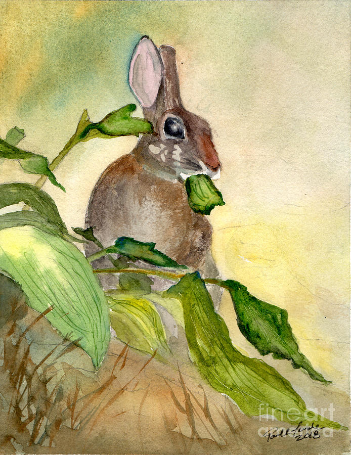 Rabbit Painting - Hosta Salad by Paul Temple