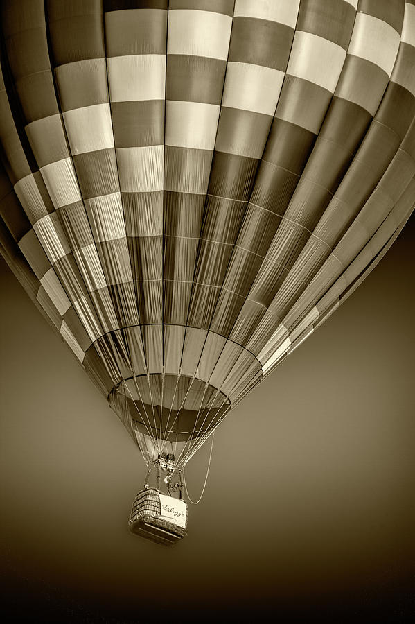 Hot Air Balloon and Bucket in Sepia Tone Photograph by Randall Nyhof