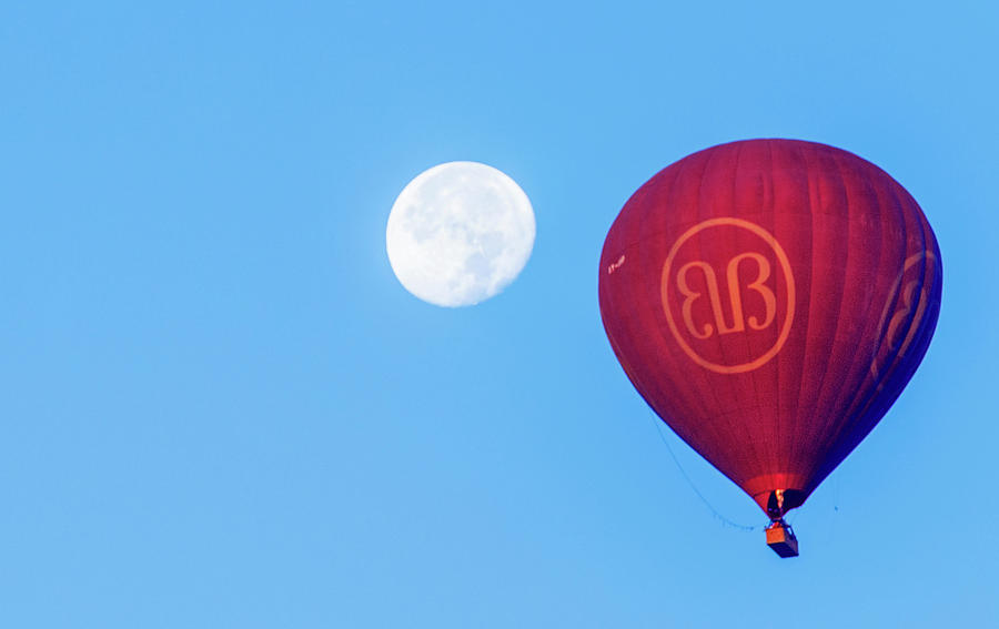 Hot air balloon and moon Photograph by Pradeep Raja Prints