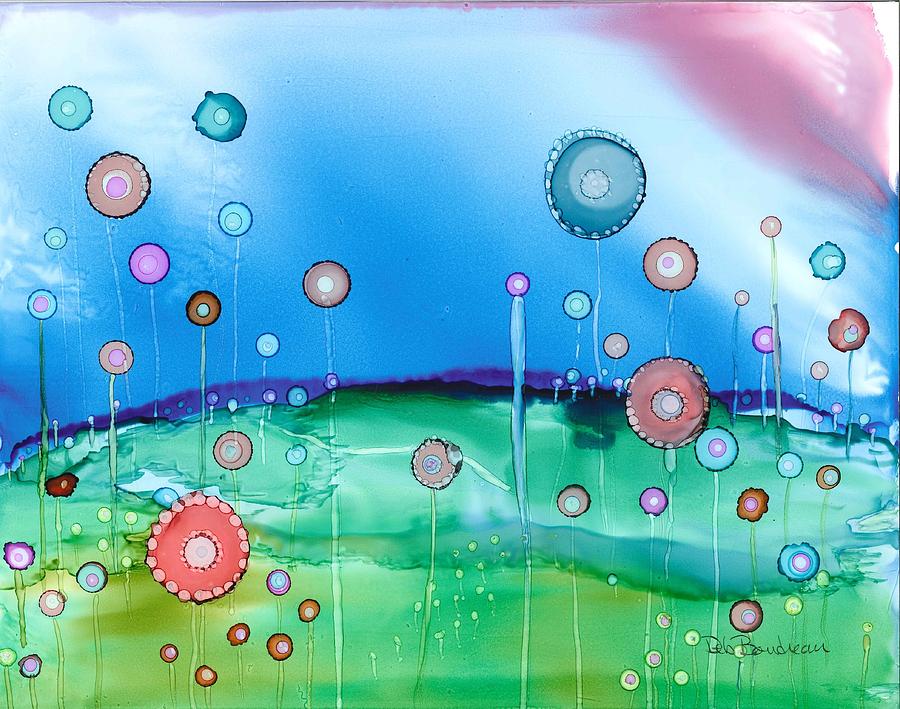 Spring Painting - Hot Air Balloon Farm by Debora Boudreau