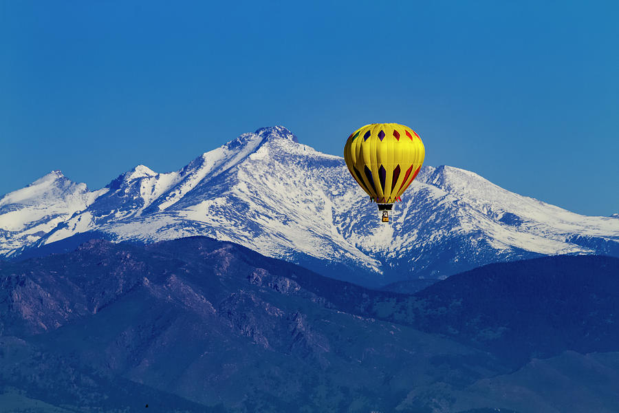 Hot Air Balloon Over Mountains Photograph by Teri Virbickis
