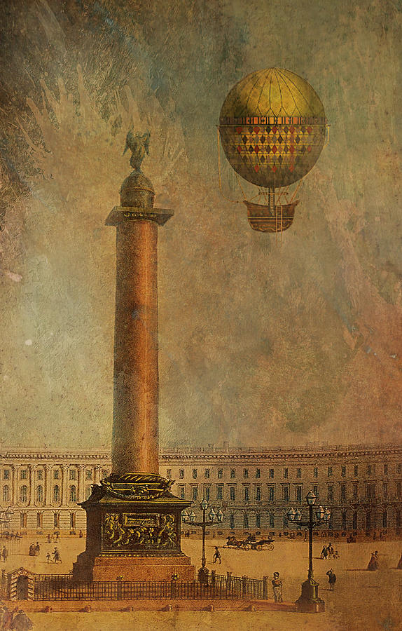 Hot Air Balloon over St Petersburg and the Hermitage Digital Art by Jeff Burgess