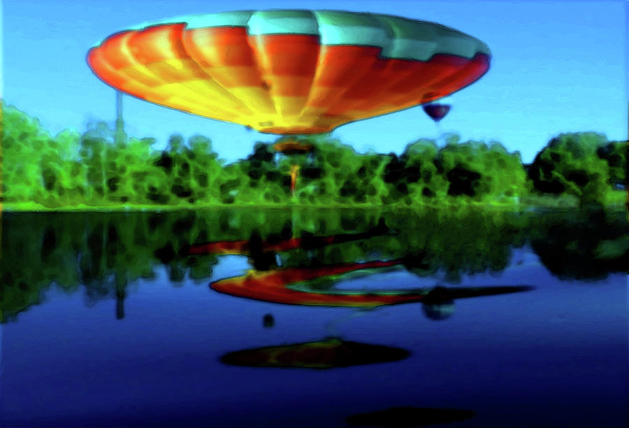 Hot Air Balloon Reflections along the Androscoggin River Photograph by Mike Breau