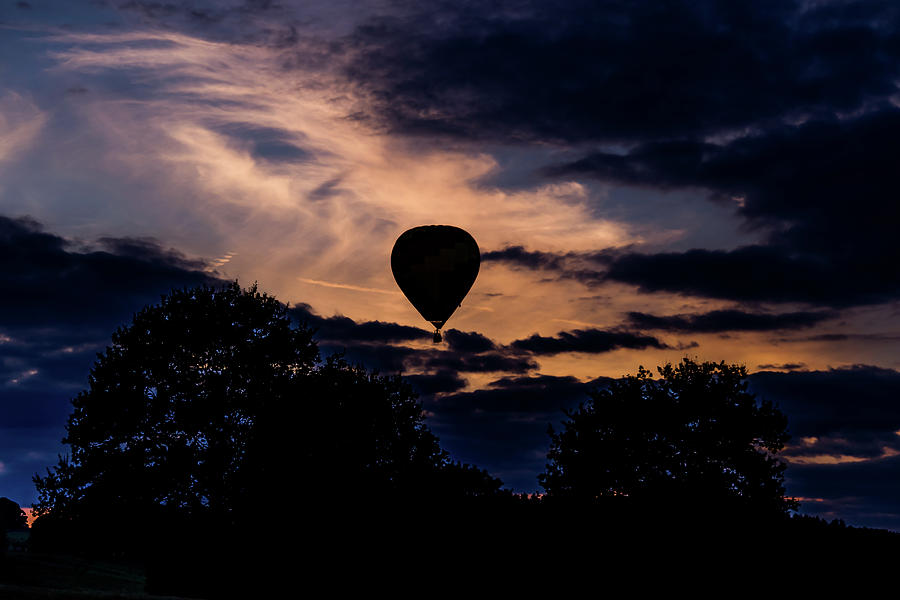 Hot Air Balloon Silhouette At Dusk Photograph by Scott Lyons