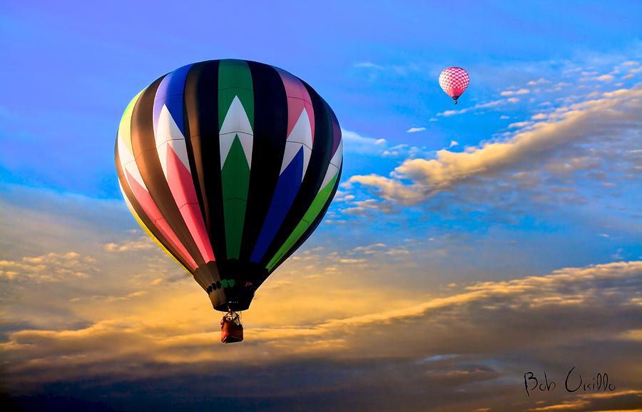 Transportation Photograph - Hot Air Balloons at Sunset by Bob Orsillo
