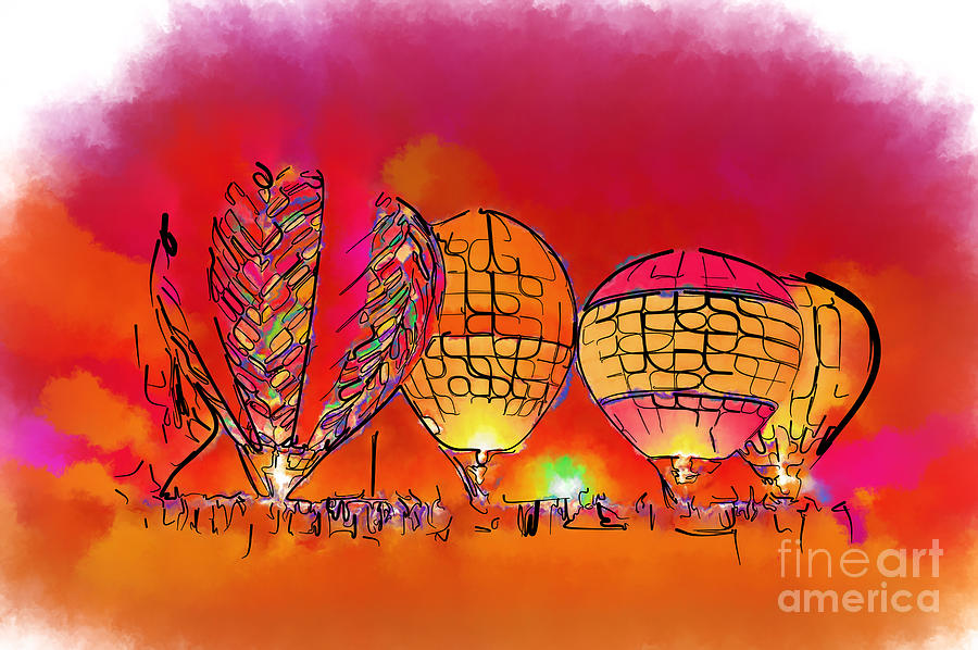 Hot Air Balloons In Red Digital Art by Kirt Tisdale
