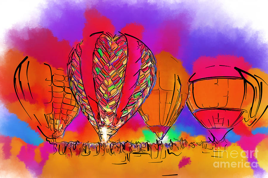 Hot Air Balloons In Subtle Abstract Digital Art by Kirt Tisdale