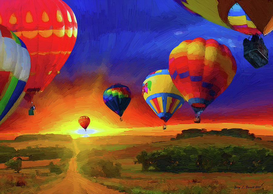 Sunset Mixed Media - Hot Air Balloons by Jerry L Barrett