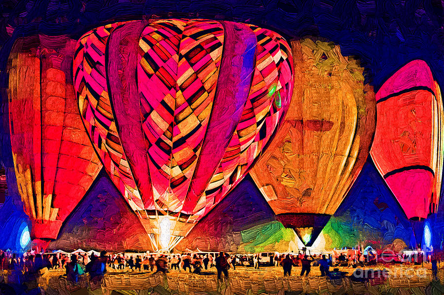 Abstract Digital Art - Hot Air Balloons Night Festival In Abstract by Kirt Tisdale