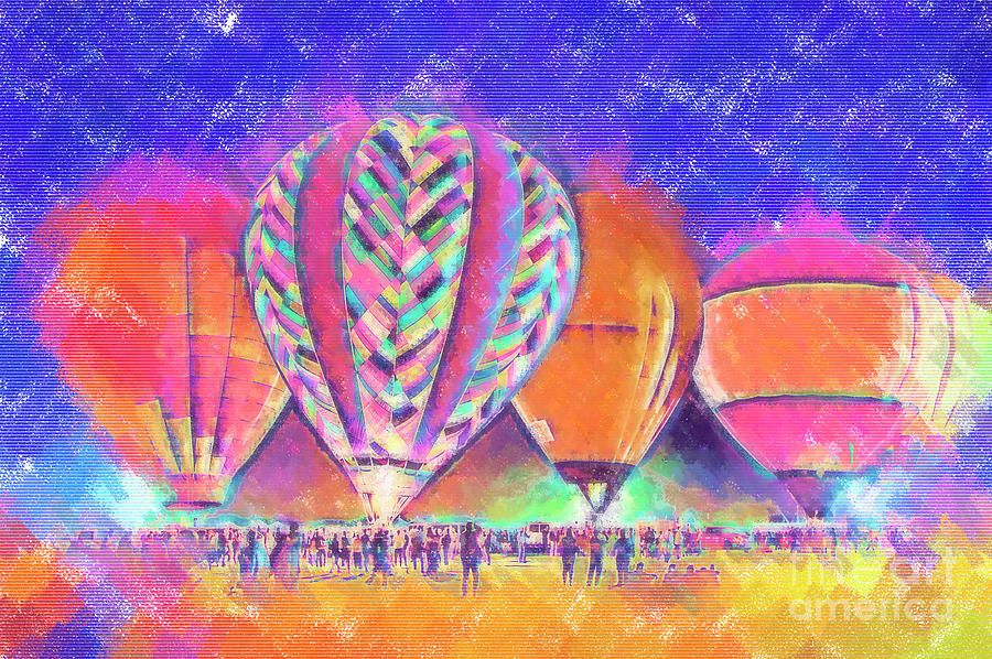 Hot Air Balloons Night Festival In Pastel Digital Art by Kirt Tisdale