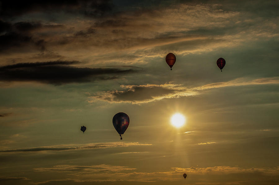 Hot Air Balloons towards Sunset Photograph by Randall Nyhof