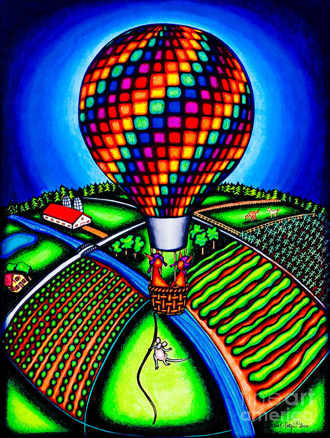 Hot Air Kats Drawing by Laurie Tietjen