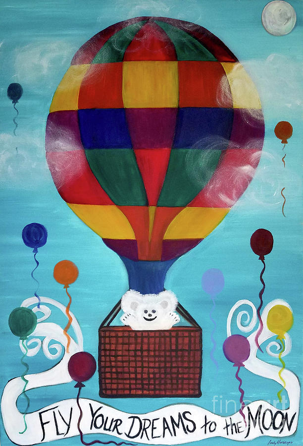 Hot Bear Balloon Painting by Artist Linda Marie