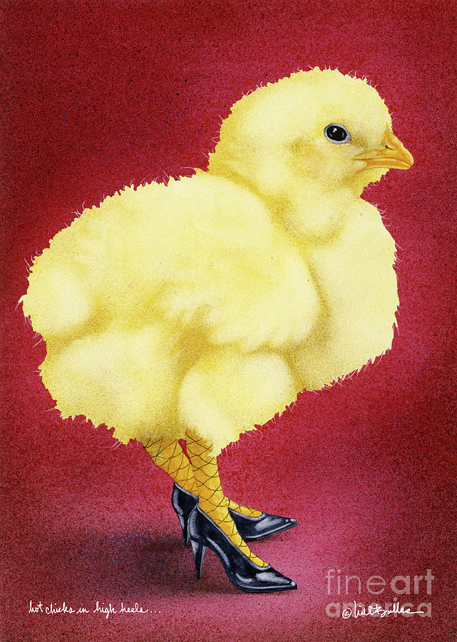 Chicken Painting - Hot chicks in high heels... by Will Bullas