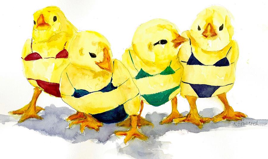 Hot Chicks...Henpecking Not Allowed Painting by Rhonda Hancock