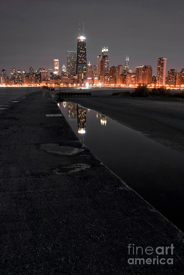 Architecture Photograph - Chicago Hot City at night by Bruno Passigatti