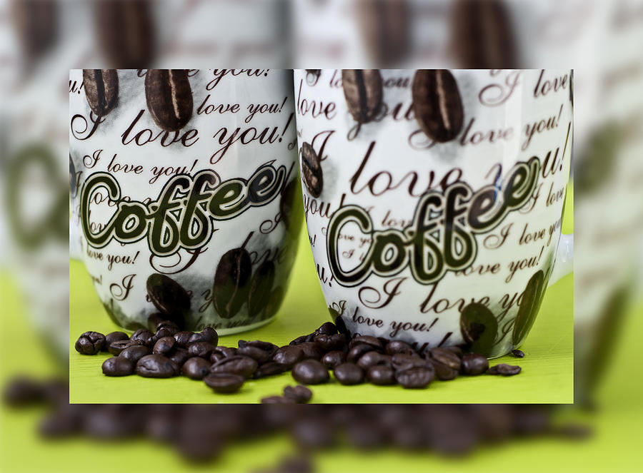 Hot Coffee Mug And Colombian Grain Series 1 Photograph