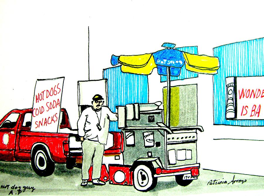 Hot Dog Guy of Asbury Park Drawing by Patricia Arroyo
