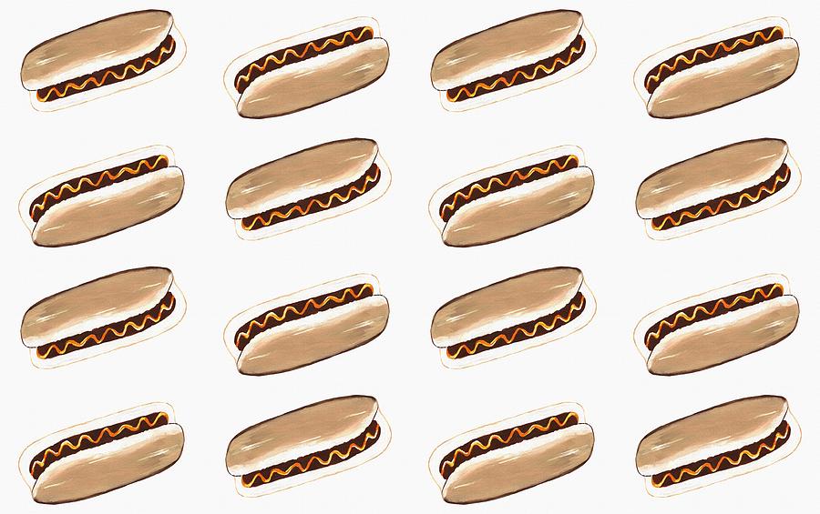 Kitchen Decor Mixed Media - Hot Dog Pattern by Kathleen Sartoris