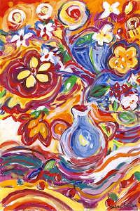 Flowers Painting - Hot Flowers by Debra LaBar Flowers Painting - Hot Flowers by Debra LaBar