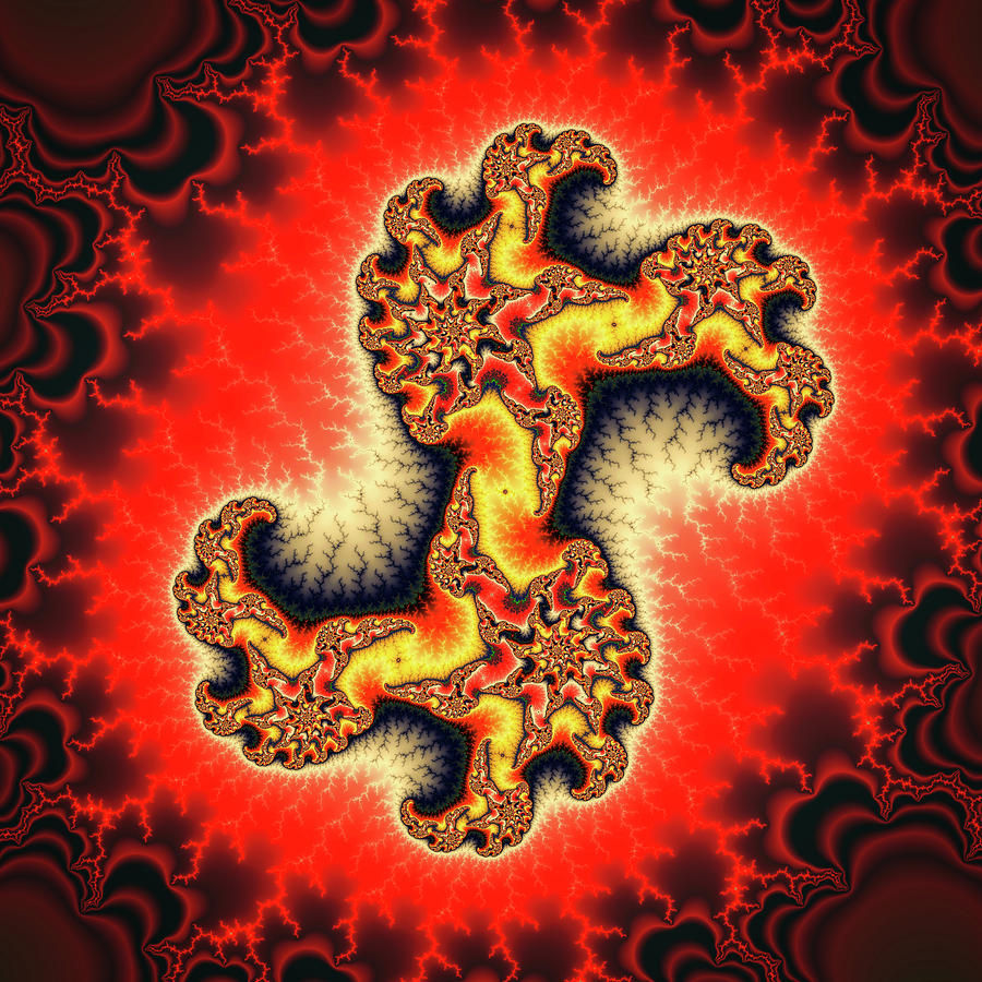 Hot fractal art red and yellow Digital Art by Matthias Hauser