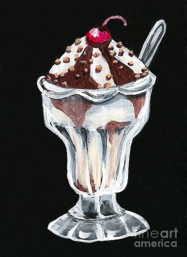 Ice Cream Painting - Hot Fudge Sundae by Elaine Hodges