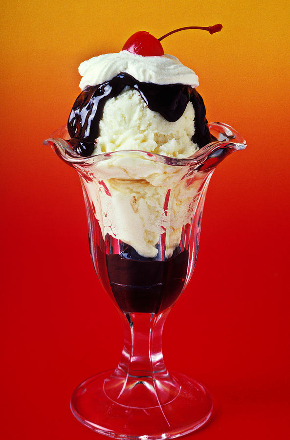 Ice Cream Photograph - Hot fudge sundae by Garry Gay