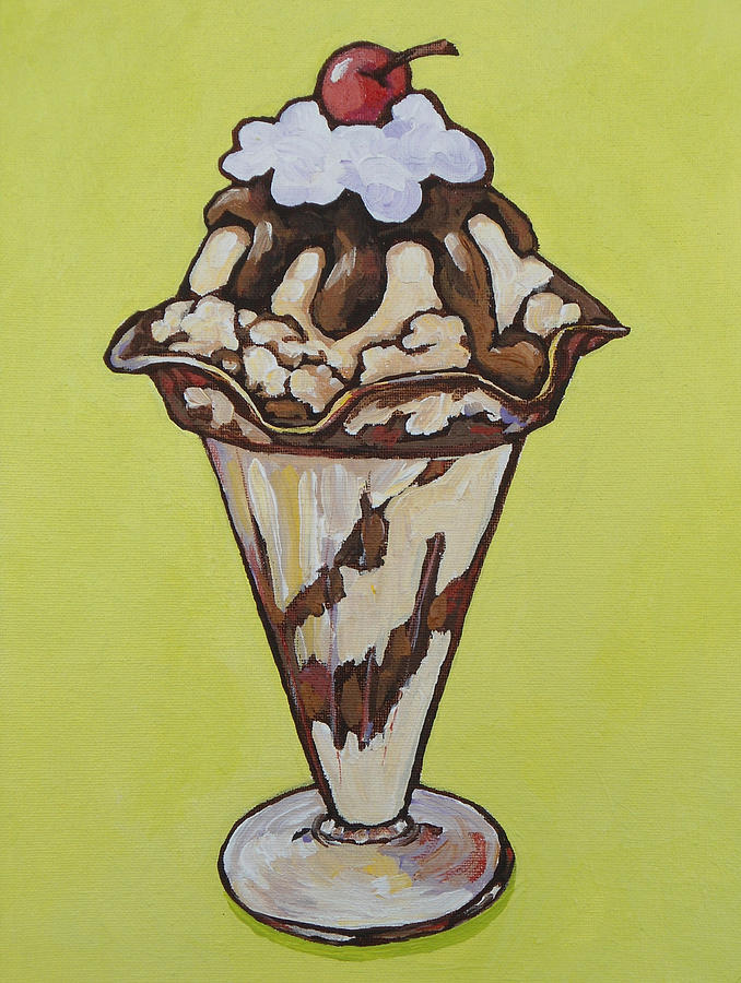 Ice Cream Painting - Hot Fudge Sundae by Sandy Tracey