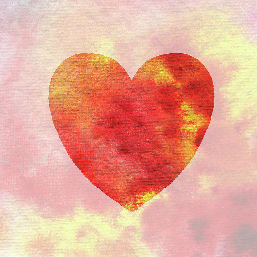 Hot Hot Heart Watercolor Silhouette  Painting by Irina Sztukowski