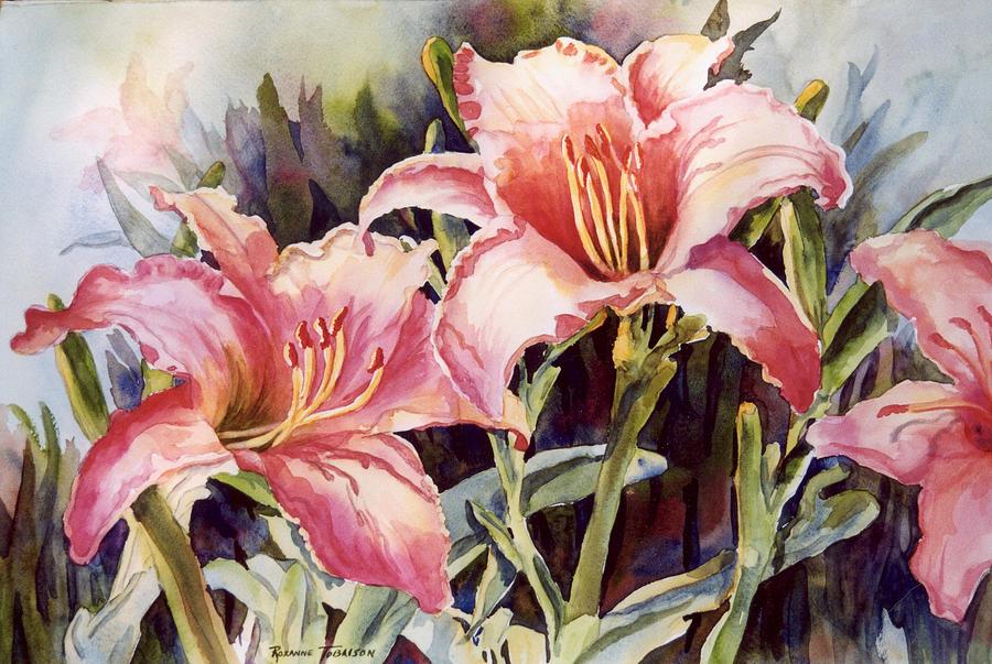 Hot Lillies Painting by Roxanne Tobaison