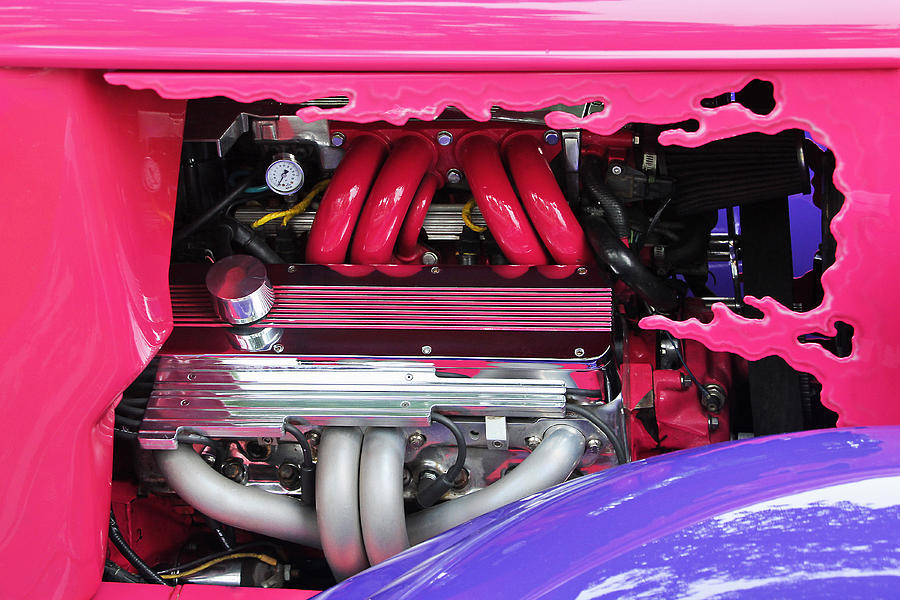 Hot Pink and Chrome Engine Photograph by Bob Slitzan