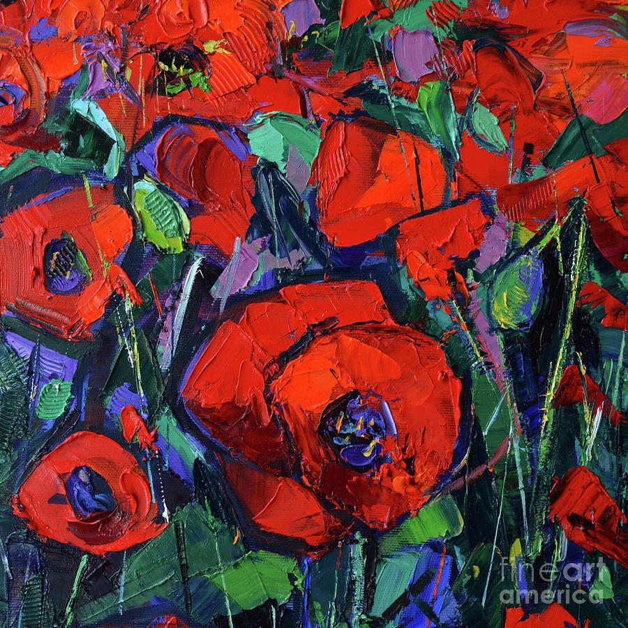 Poppy Painting - HOT POPPIES contemporary impressionist palette knife oil painting by Mona Edulesco