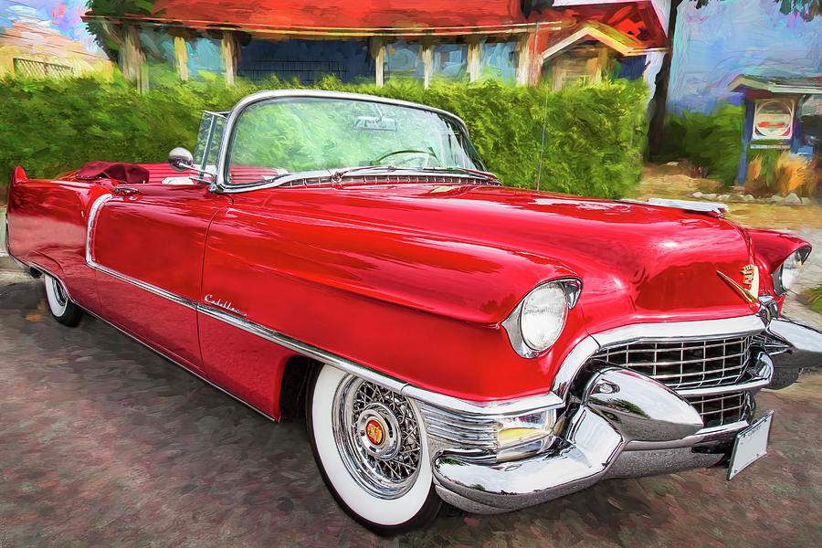 1955 Cadillac Photograph - Hot Red 1955 Cadillac Convertible by Peggy Collins