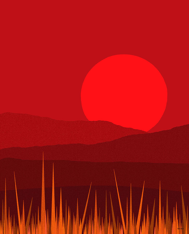 Hot Red Sun Digital Art by Val Arie
