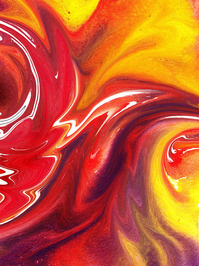 Abstract Painting - Hot Red Yellow by Irina Sztukowski by Irina Sztukowski