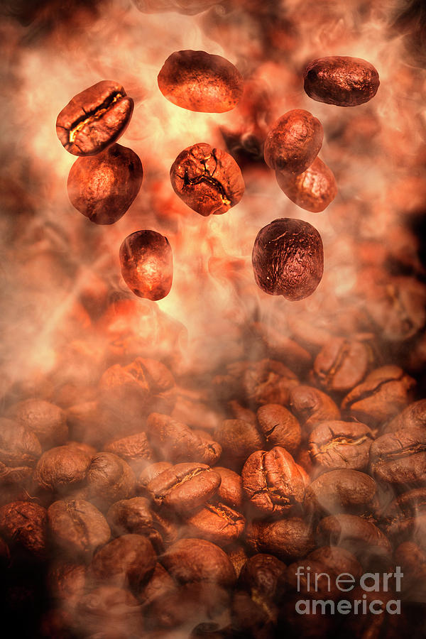 Hot roasted falling coffee beans Photograph by Jorgo Photography