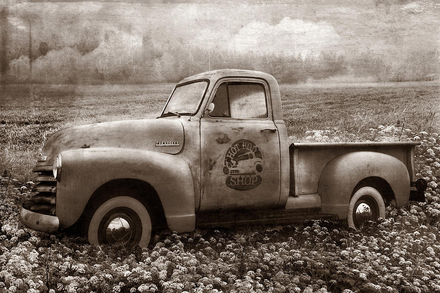 Hot Rod Chevrolet Pickup Truck in Sepia Photograph by Debra and Dave Vanderlaan