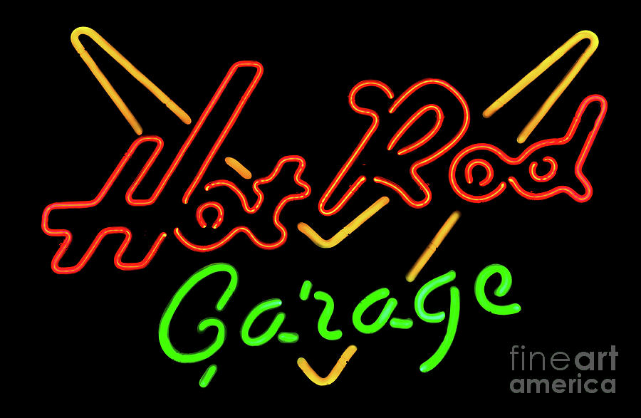 Hot Rod Garage Neon Sign Photograph by M G Whittingham