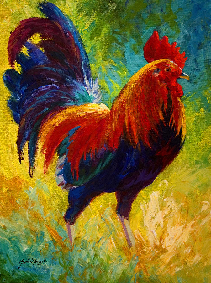 Rooster Painting - Hot Shot - Rooster by Marion Rose