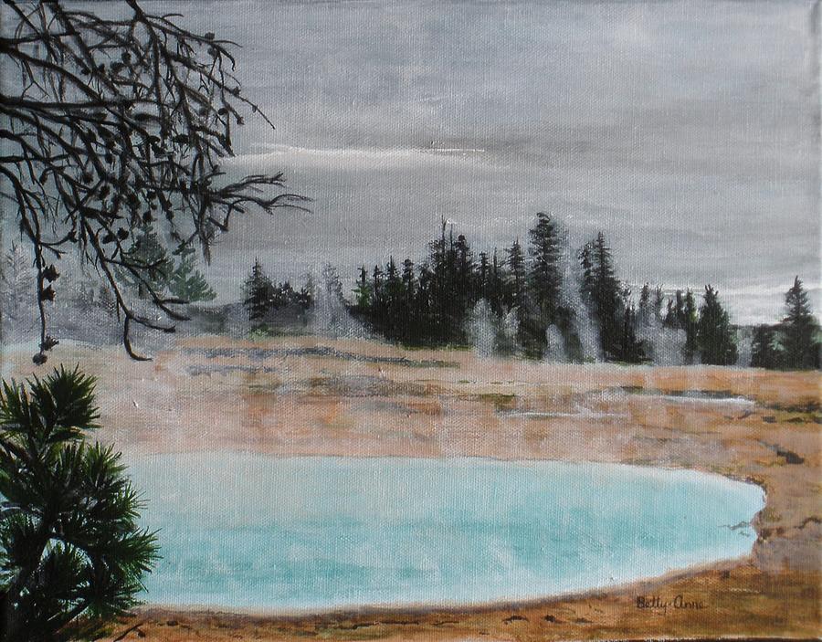 Hot Springs in Yellowstone National Park Painting by Betty-Anne McDonald