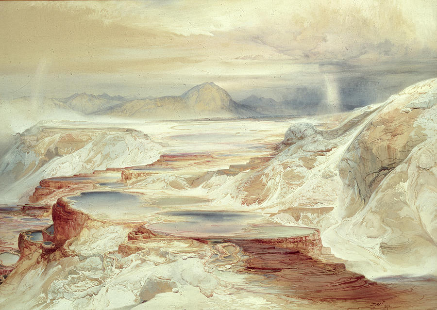 Hot Springs of Gardiners River, Yellowstone Painting by Thomas Moran