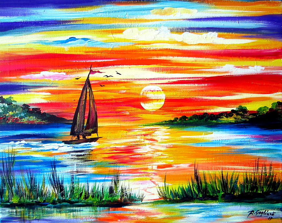 Hot Summer sunset  Painting by Roberto Gagliardi