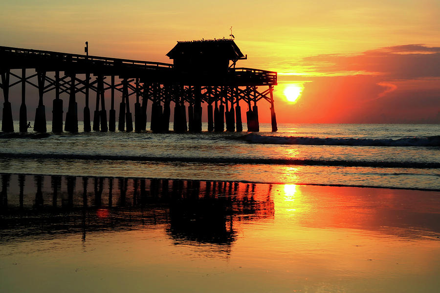 Hot Sunrise Over Cocoa Beach Pier  Photograph by Carol Montoya