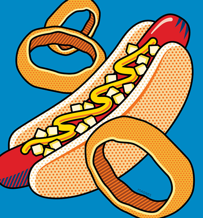 hotdog on blue ron magnes