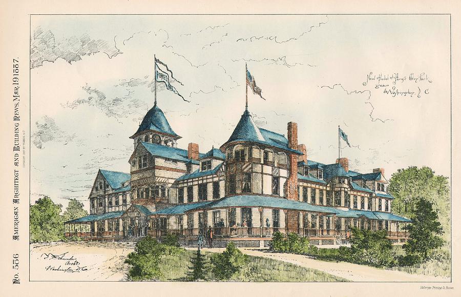 Architecture Painting - Hotel at Forest Glen Park. Washington DC. 1887 by J Schneider