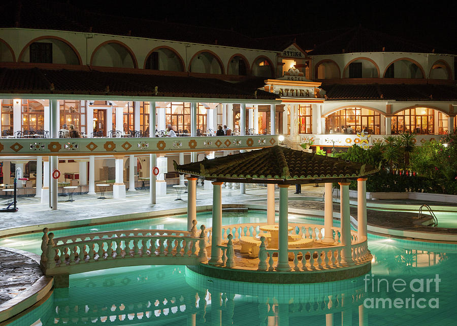 Hotel Attika Swimming Pool at Night Photograph by Tony Chadwick | Fine ...