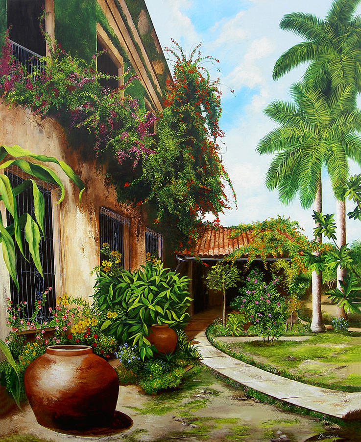 Cuban Painting - Hotel Camaguey by Dominica Alcantara