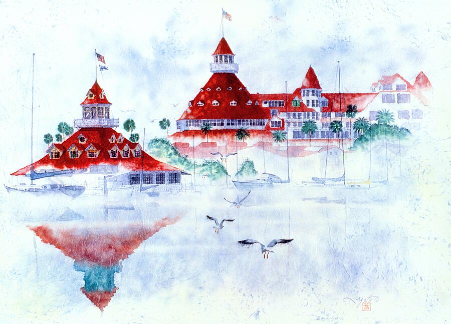 Hotel Del Coronado and the Boathouse Painting by John YATO